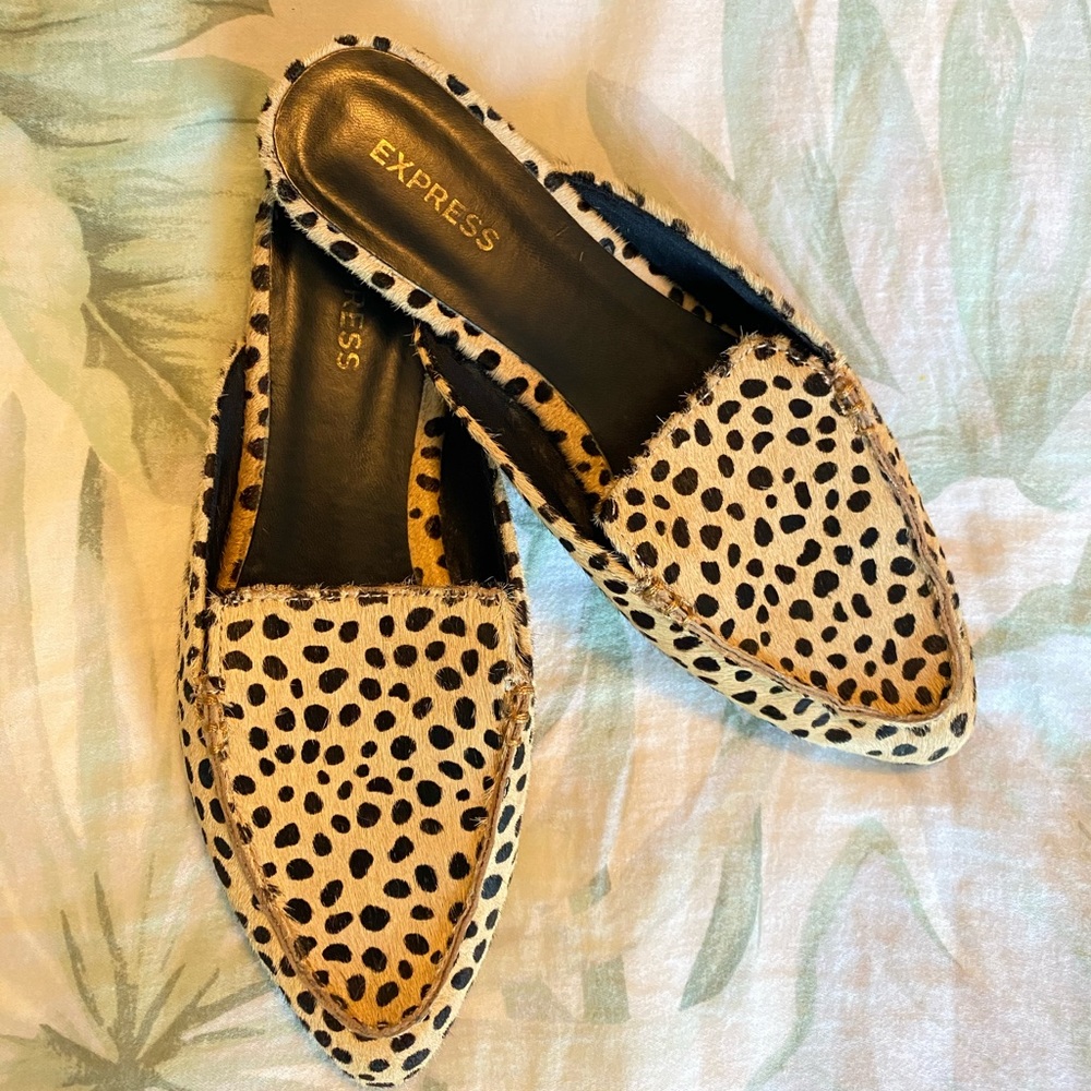 Leopard Cheetah Print Loafer Mules…